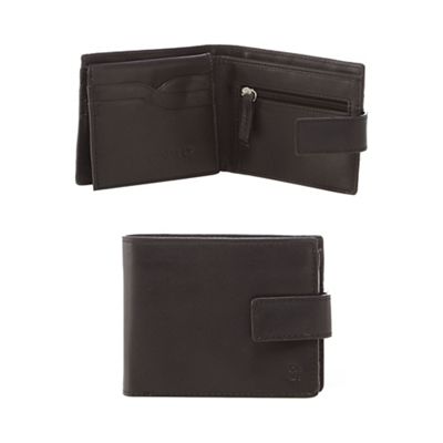 Black leather tab wallet in a gift box